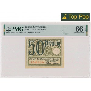 Danzig, 50 Pfennnig 1919 - green - PMG 66 EPQ