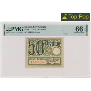 Danzig, 50 Fenig 1919 - grün - PMG 66 EPQ