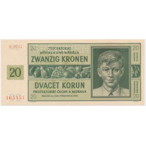 Bohemia and Moravia, 20 Korun 1944 - SPECIMEN -