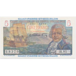 Francja, Saint Pierre and Miquelon, 5 franków (1950-60)