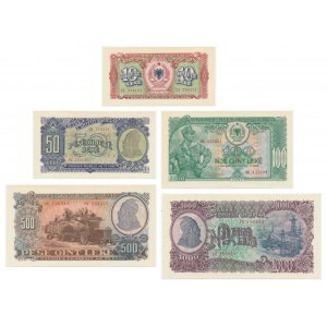 Albania, lot 1-1.000 Leke 1957 (5 pcs.)