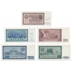 Germany, DDR, lot 5-100 Mark 1964 (5 pcs.)