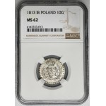 Księstwo Warszawskie, 10 groszy Warszawa 1813 IB - NGC MS62