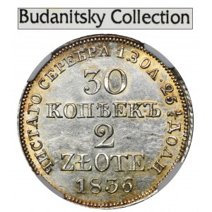 30 kopiejek = 2 złote Warszawa 1836 MW - NGC MS61 - ex. Budanitsky Collection