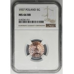 5 Pfennige 1937 - NGC MS66 RB