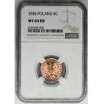 5 Pfennige 1936 - NGC MS65 RB