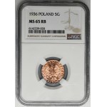 5 pennies 1936 - NGC MS65 RB