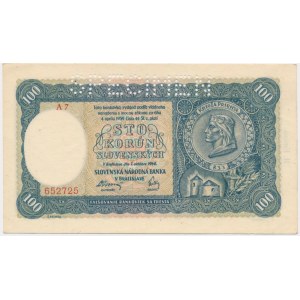 Slovakia, 100 Korun 1940 - SPECIMEN -