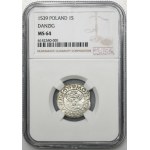 Sigismund I the Old, Schilling Danzig 1539 - NGC MS64