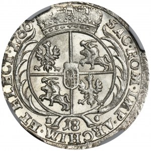 Augustus III of Poland, 18 Groschen Leipzig 1756 EC - NGC MS63+