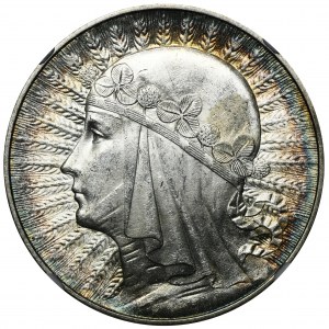 Kopf einer Frau, 10 Zloty Warschau 1932 - NGC MS64