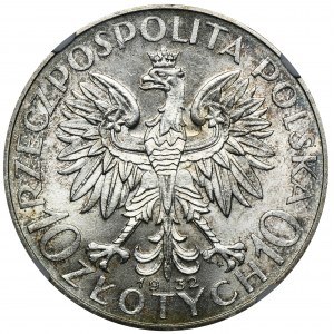 Kopf einer Frau, 10 Zloty Warschau 1932 - NGC MS64