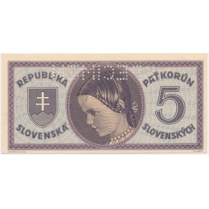 Slovakia, 5 Korun (1945) - SPECIMEN -