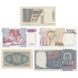 Włochy, zestaw 5-10.000 lir 1940-90 (5 szt.)