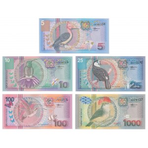 Surinam, Satz von 5-1.000 Gulden 2000 (5 Stück).