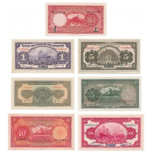 China, Bank of Communications, Satz von 1-10 Yuan 1914-41 (7 Stück).