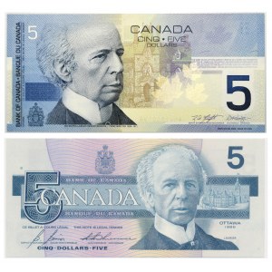 Kanada, 5 $ Satz 1986-2000 (2 Stück).