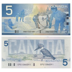 Kanada, 5 $ Satz 1986-2000 (2 Stück).