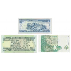 Ethiopia, South Africa, lot 5-100 Birr 2015, 10 Rend (3 pcs.)