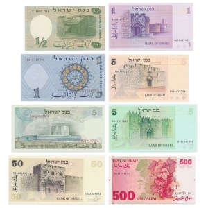 Izrael, lot 1/2-500 Sheqalim 1958-1982 (8 psc.)