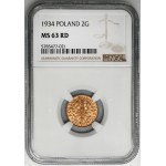 2 Pfennige 1934 - NGC MS63 RD - RARE