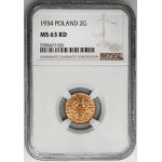 2 grosze 1934 - NGC MS63 RD - RZADKIE