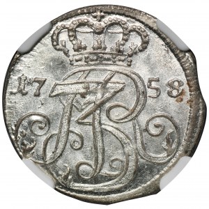 Augustus III of Poland, 3 Groschen Danzig 1758 - NGC MS64