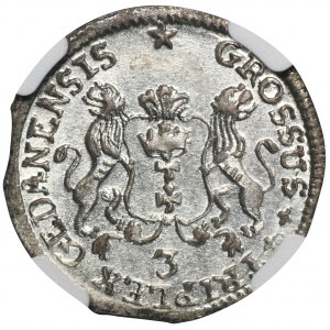 Augustus III of Poland, 3 Groschen Danzig 1758 - NGC MS64