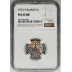 5 groszy 1925 - NGC MS65 RB