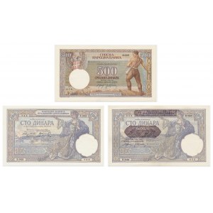 Yugoslavia, Serbia, lot 100-500 Dinars 1929-1942 (3 pcs.)