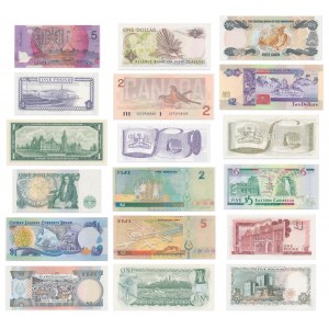 Group of world banknotes with Queen Elisabeth II (18 pcs.)