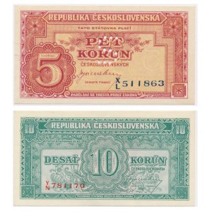 Czechoslovakia, lot 5-10 Korun (1945)