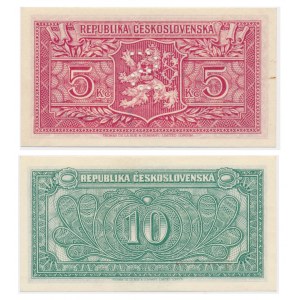Czechosłowacja, zestaw 5-10 koron (1945)