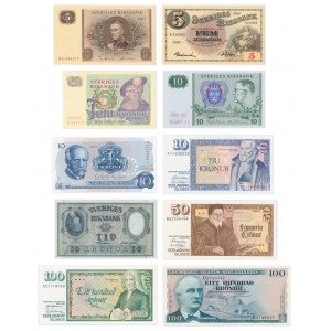 Group of scandinavian banknotes (10 pcs.)