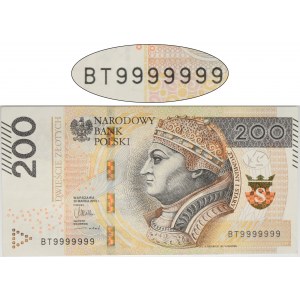 200 złotych 2015 - BT 9999999 - SOLID