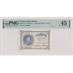 1 złoty 1919 - S.7 J - PMG 45 - rzadszy wariant