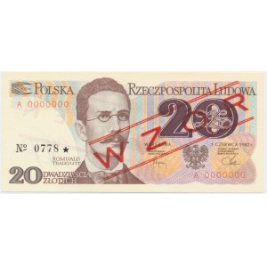 20 złotych 1982 - WZÓR - A 0000000 - No.0778 -