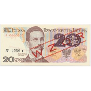 20 złotych 1982 - WZÓR - A 0000000 - No.0580 -