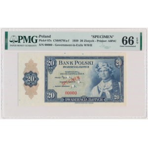 ABNCo, 20 gold 1939 - SPECIMEN - 00000 - PMG 66 EPQ