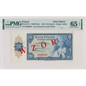 ABNCo, 20 złotych 1939 - WZÓR - 0000000 - PMG 65 EPQ