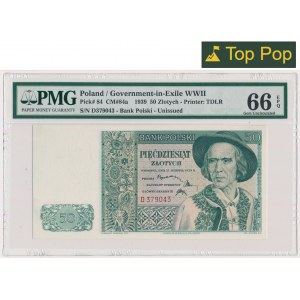 50 złotych 1939 - D - PMG 66 EPQ