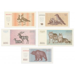 Lithuania, lot of 1-500 Talonas 1992-93 (5 pcs.)