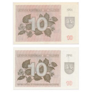 Lithuania, group of 10 Talonas 1991 (2 pcs.)