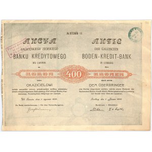 Galician Land Credit Bank in Lviv, 400 kr 1920