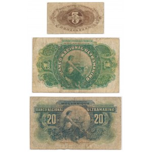 Mozambik i Makao, zestaw 1-20 escudo i 5 avos (3 szt.)