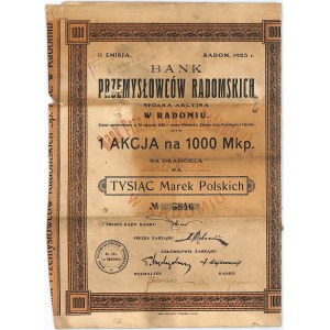 Bank Przemysłowców Radomskich S.A., 1000 mkp, Issue II