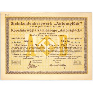 Kopalnia Węgla Kamiennego Antonsgluck (Szczęście Antoniego), 5.000 mkp 1923, Ser. C