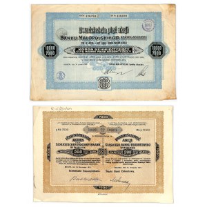 Bank Małopolski S.A., 25 x 400 crowns 1921 and Silesian Escont Bank S.A., 25 x 280 mkp, Issue VII