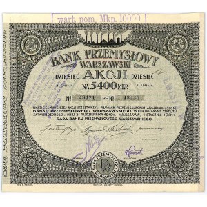 Industrial Bank of Warsaw, 10 x 540 mkp 1921, Issue II