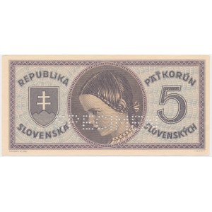 Slovakia, 5 Korun (1945) - SPECIMEN -